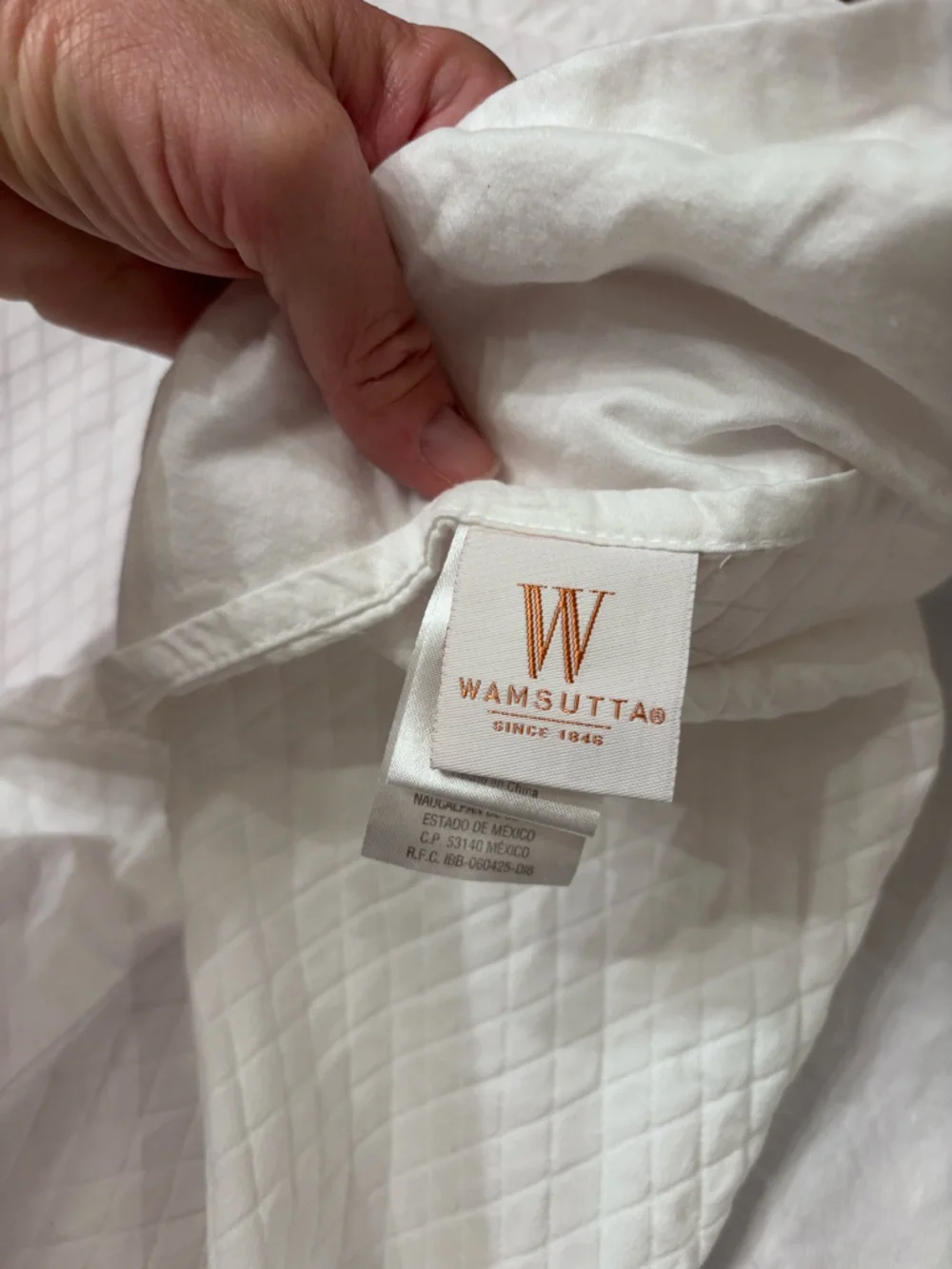 Wamsutta White Quilted Euro Pillow Cover 24x24 Cotton Envelope Closure